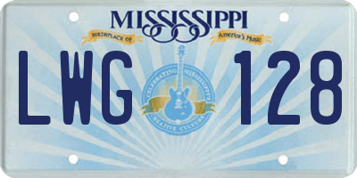 MS license plate LWG128