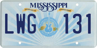 MS license plate LWG131