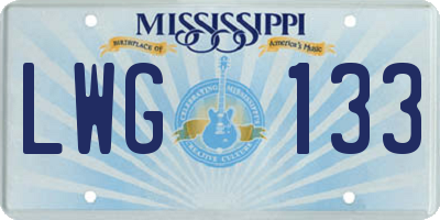 MS license plate LWG133
