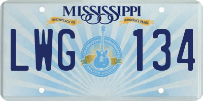 MS license plate LWG134