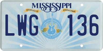 MS license plate LWG136
