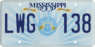 MS license plate LWG138