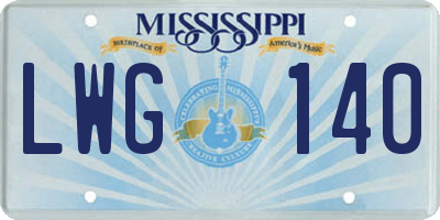 MS license plate LWG140