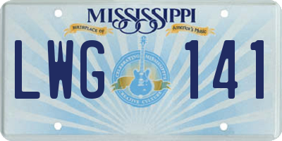 MS license plate LWG141