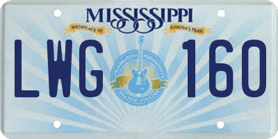 MS license plate LWG160