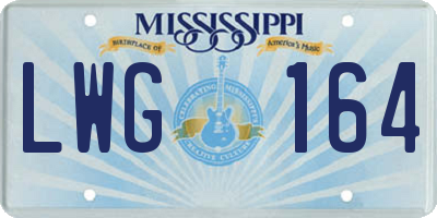 MS license plate LWG164