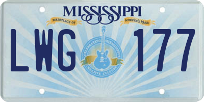 MS license plate LWG177