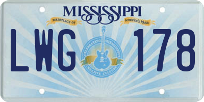 MS license plate LWG178