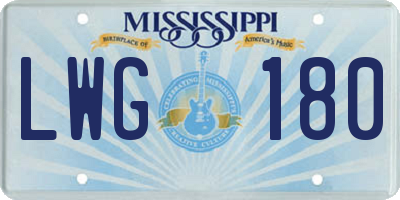 MS license plate LWG180