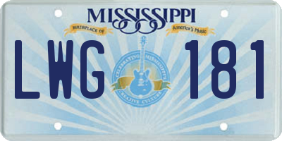 MS license plate LWG181