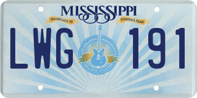MS license plate LWG191