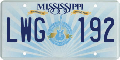 MS license plate LWG192