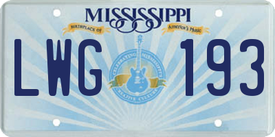 MS license plate LWG193