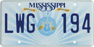 MS license plate LWG194