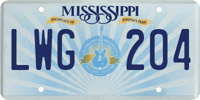 MS license plate LWG204