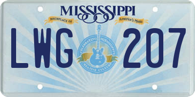 MS license plate LWG207