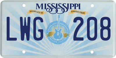 MS license plate LWG208
