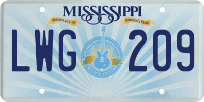 MS license plate LWG209