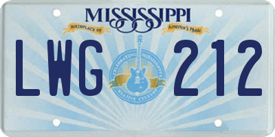 MS license plate LWG212