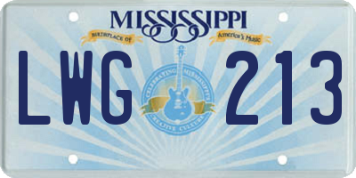 MS license plate LWG213