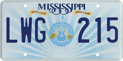 MS license plate LWG215