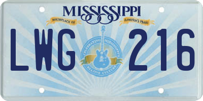 MS license plate LWG216