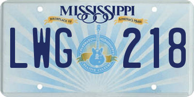 MS license plate LWG218