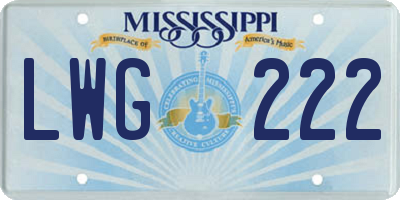 MS license plate LWG222