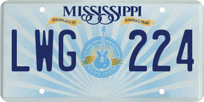 MS license plate LWG224