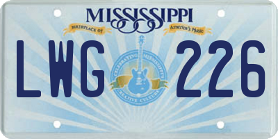 MS license plate LWG226