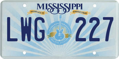 MS license plate LWG227