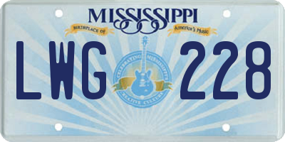 MS license plate LWG228