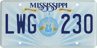 MS license plate LWG230