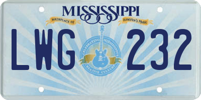 MS license plate LWG232