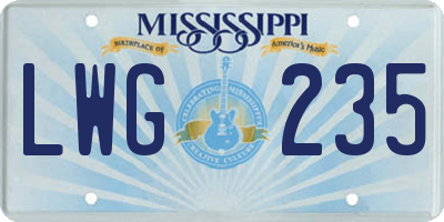 MS license plate LWG235