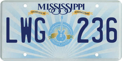 MS license plate LWG236