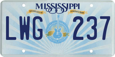 MS license plate LWG237