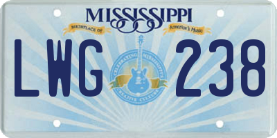 MS license plate LWG238