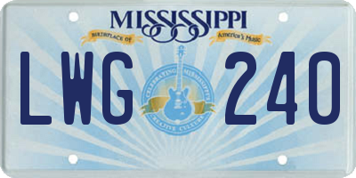 MS license plate LWG240
