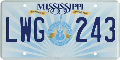MS license plate LWG243