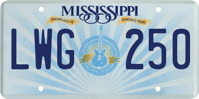 MS license plate LWG250