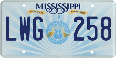 MS license plate LWG258
