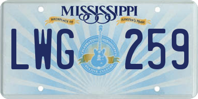 MS license plate LWG259