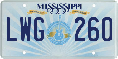MS license plate LWG260