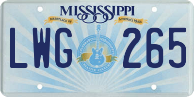 MS license plate LWG265