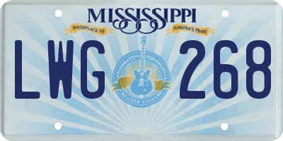 MS license plate LWG268