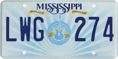 MS license plate LWG274
