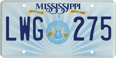 MS license plate LWG275