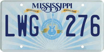 MS license plate LWG276