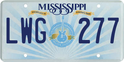 MS license plate LWG277